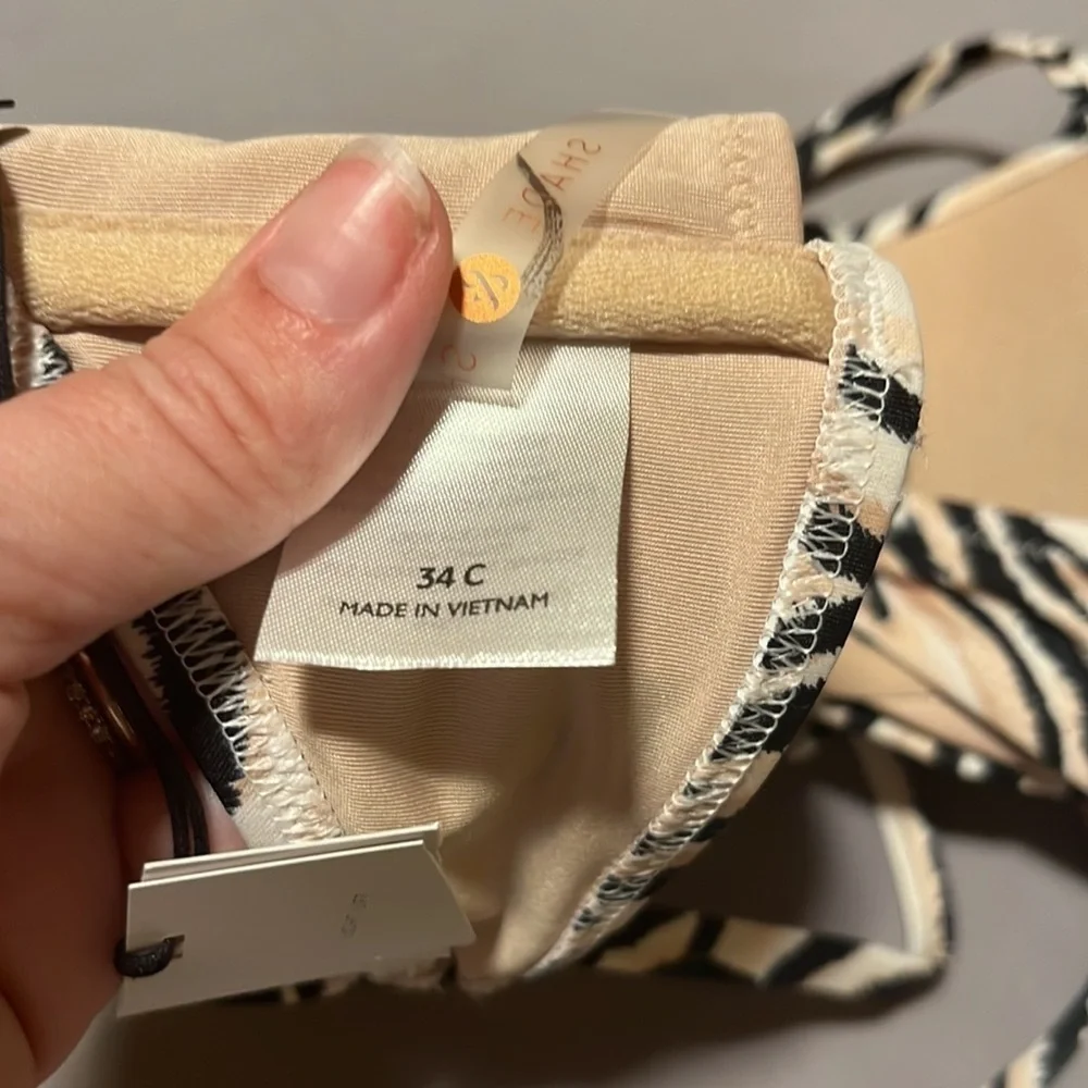 New Women’s Shade & Shore Zebra Print 34 C Bikini Top NWT